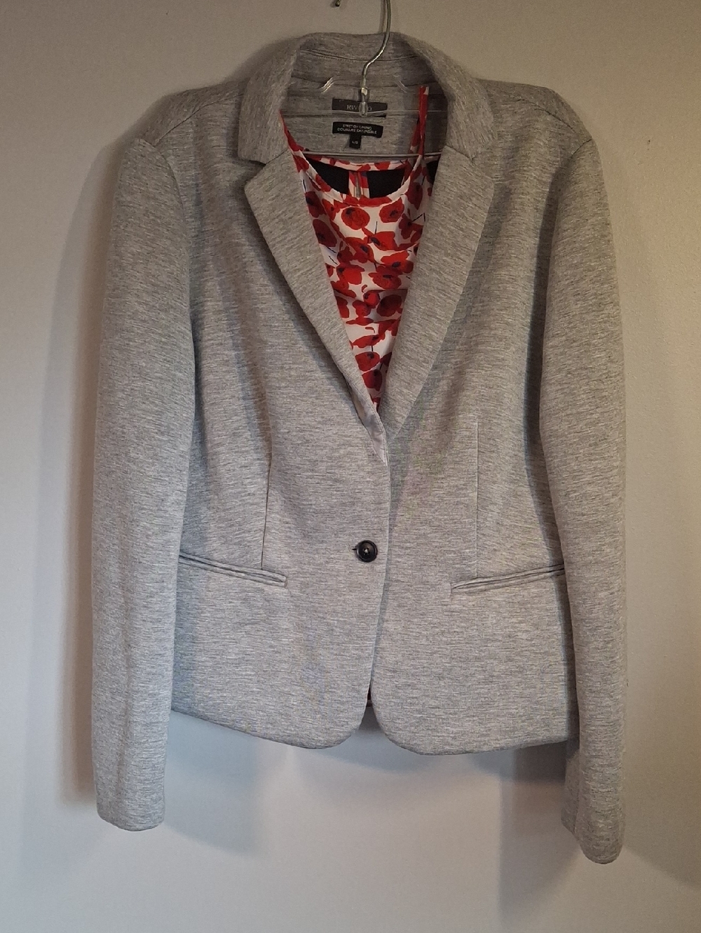RW&CO. 2-Piece Blazer & Floral Halter Top Set Grey Red Size L
